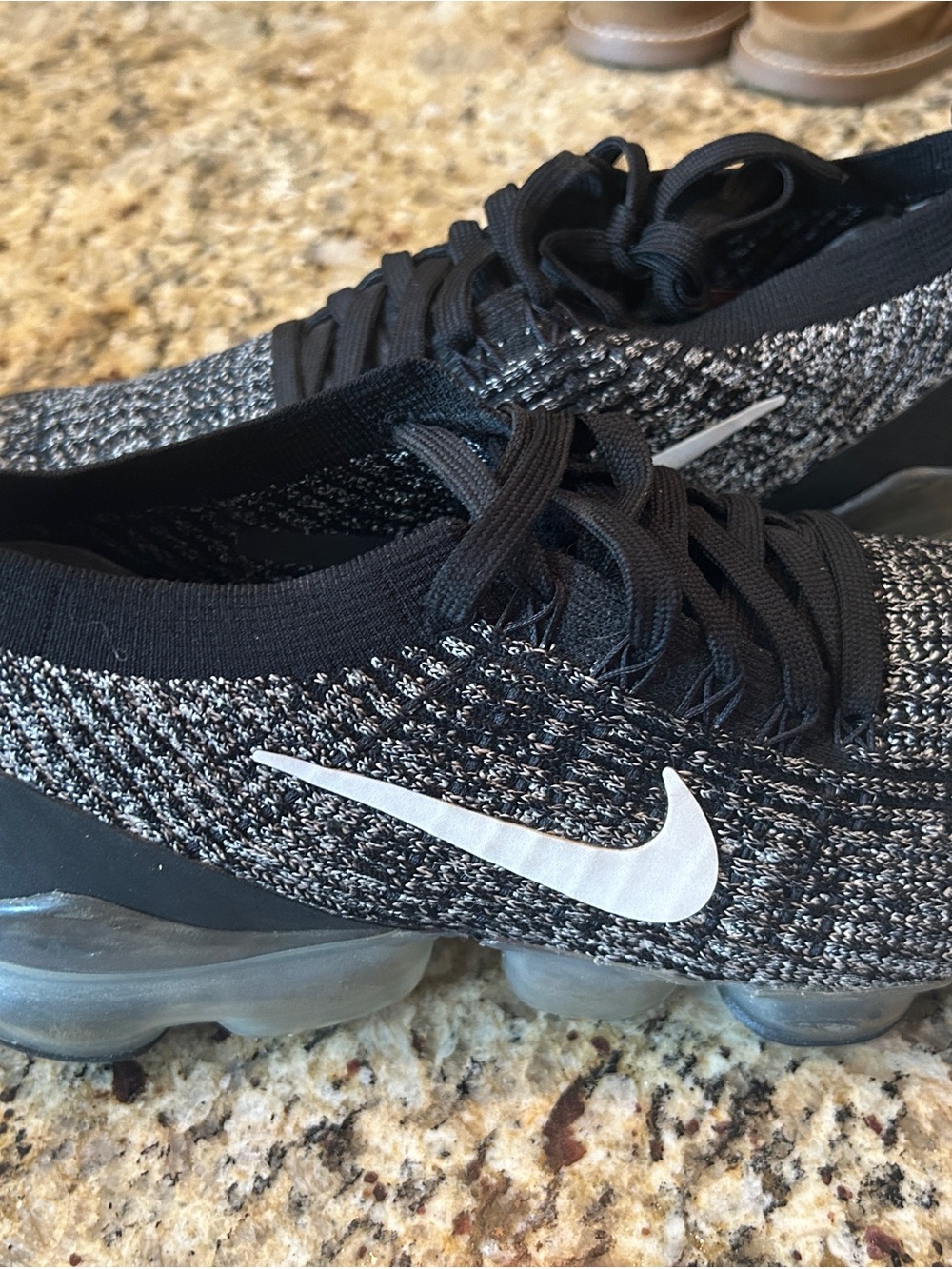 Nike Women’s Black and White Flyknit VaporMax Running Shoes